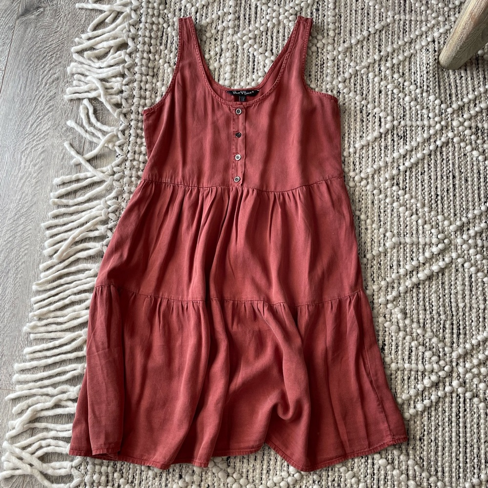 Salmon colored button up baby doll dress